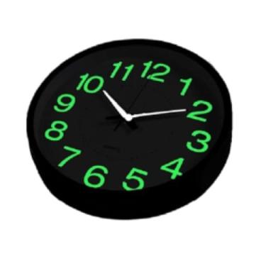 Imagem de Relógio De Parede Decorativo Luminoso Analógico Cozinha Quartos 25cm (Preto)