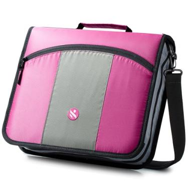 Imagem de Fichário com zíper de 7 cm, alça de fichário com 3 anéis redondos e alça de ombro, rosa