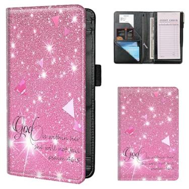 Imagem de Livro de servidor, livros de servidor para garçonete, livro de garçom com bolso com zíper, livro organizador de garçonete para livro de cheque de convidado restaurante adequado para servidor avental -