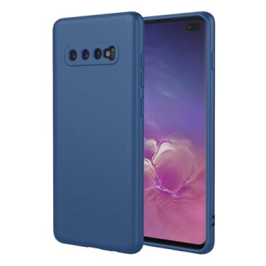 Imagem de EUAGVQY Capa para Galaxy S10 Samsung S10, capa de silicone líquido com proteção total de microfibra macia, antiarranhões, à prova de choque, capa protetora para Samsung Galaxy S10, azul