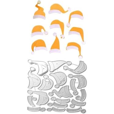 Imagem de Chapéu de Papai Noel de Natal cortado para fazer cartões, moldes de corte de metal de Natal, modelo de estênceis de gravação em relevo para decoração de scrap-booking, cartão de bênção de aniversário