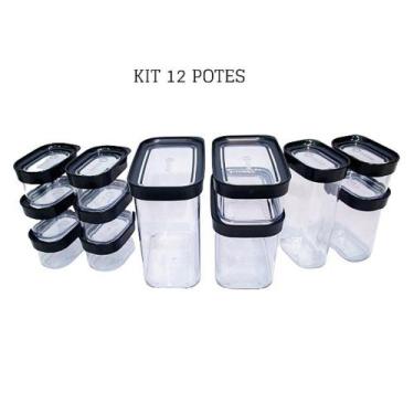 Imagem de kit 12 potes herméticos temperos, cereais, mantimentos  - helsinm