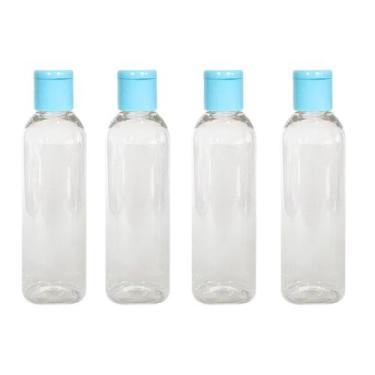 Imagem de Kit 4 Frascos Viagem Shampoo Creme Sabonete 100ml Com Tampa Fliptop - 