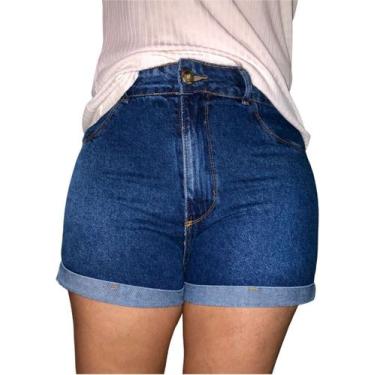 Imagem de Shorts Jeans Com Barra Virada Feminina Adulto - Wju Jeans, 42, Azul