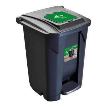 Imagem de Lixeira Cesto 60 Litros Preta C/ Roda e Pedal Tampa 1 Click 25752PM Ar