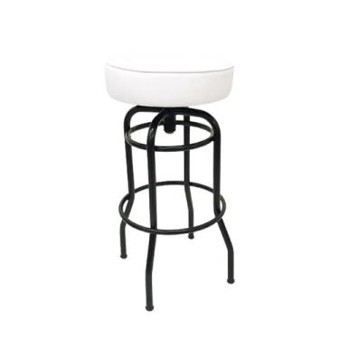 Imagem de Banqueta Bar Altura 74cm Giratória Preta Assento Branco - Poltronas do