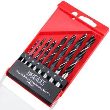 Imagem de Jogo Kit de brocas para madeira com 8 peças - Rocast