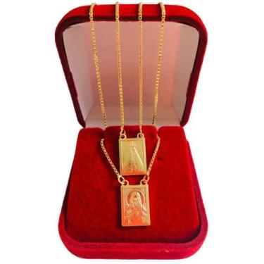 Imagem de Escapulário Sagrado Coração de Jesus e Nossa Senhora Aparecida 60 cm B