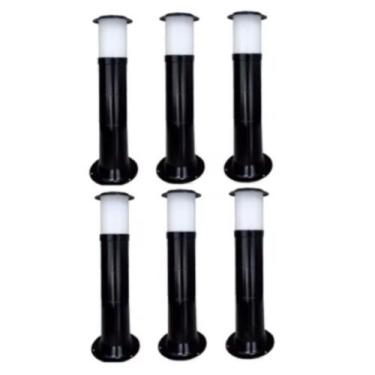 Imagem de Poste Balizador Luminária Casa Sítio Jardim 50cm Preto Kit 6 - Plaslum