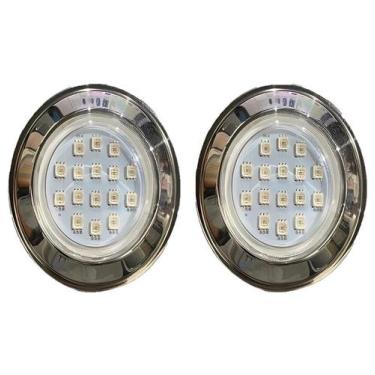 Imagem de Kit 2 hiper led 9w inox 316 rgb brustec para piscina