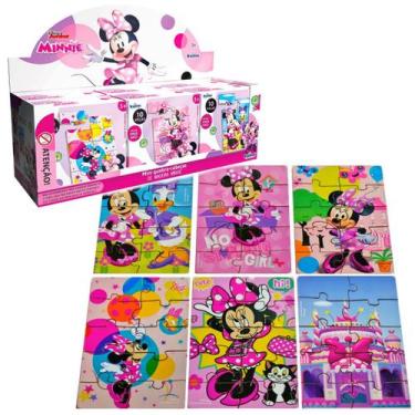 Imagem de Kit 6 Mini Quebra Cabeça Minnie Mouse E Sua Turma Disney Mdf - Pais e 