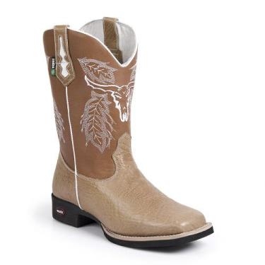 Imagem de Bota Texana Tróia Boots Bege/Whisky Bico Quadrado