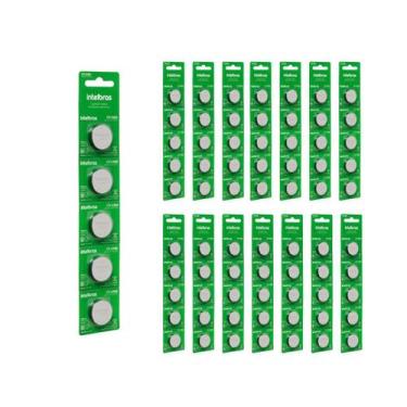 Imagem de 15 cartelas de 5 baterias pilhas botão 500mah 3v cr 2450 intelbras
