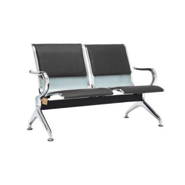 Imagem de Cadeira Longarina Com Est Cromada 2 Lugares Colors - Mak Decor, Cinza