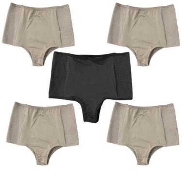 Imagem de Kit 5 Calcinha Cinta Modeladora Cintura Alta Compressão Lisa - UseEco,