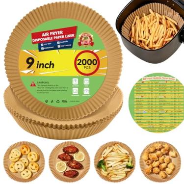 Imagem de Stoear Forros de papel Air Fryer descartáveis: 2000 peças de forros redondos especiais de 22 cm para fritadeira a ar, papel pergaminho antiaderente à prova de gordura e água