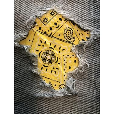 Imagem de Patches de tecido bandana Peek-A-Boo Iron ON da Holey Patches em cores/tamanhos variados (amarelo, 7,6 cm x 12,7 cm (conjunto de 2))
