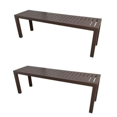 Imagem de Kit 2 Bancos Ripados Em Alumínio 1.50m Marrom