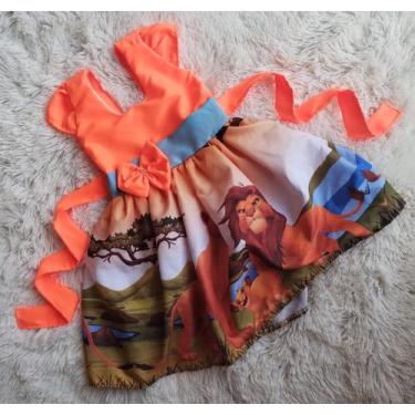 Imagem de Vestido Menina Infantil Simples Tematico Rei Leão - aurea, P