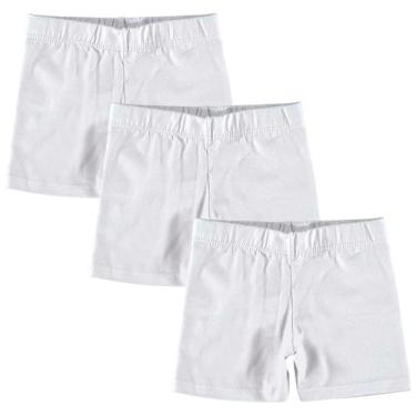 Imagem de Kit 3 Short Infantil Feminino Cotton Liso Básico Curto Meninas Malwee 