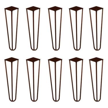 Imagem de Kit 10 Pés de Metal 30 CM Hairpin Legs Mesa de Canto Rack e Puffs Bronze G41
