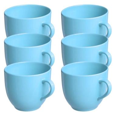 Imagem de Jogo 6 Xícara Chá Café 170ml Azul em Porcelana - Mundo da Porcelana