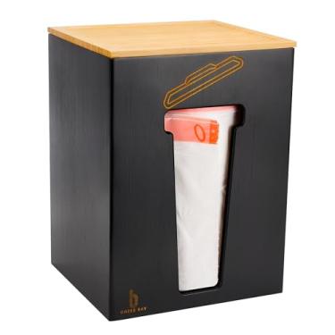 Imagem de Cozee Bay Distribuidor de Saco de Lixo de Bambu com Tampa, Organizador de Suporte de Saco de Lixo, Dispensador de Saco de Lixo para Bancada de Cozinha, Sob A Pia e Suporte de Parede - Extra Grande (Pr