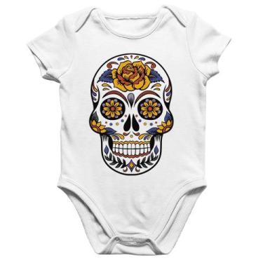 Imagem de Body Bebê Algodão Caveira Mexicana - Foca na Moda, Branco, P