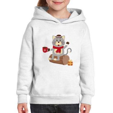 Imagem de Moletom Infantil Gatinho Simpático - Foca na Moda, Branco, 14
