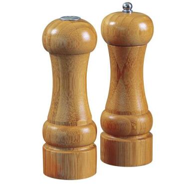 Imagem de Kit de moedor de Pimentas e Saleiro - 15cm - Bambu e aço - MOR