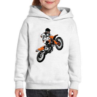Imagem de Moletom Infantil Motocross Jump Laranja - Foca na Moda, Branco, 4