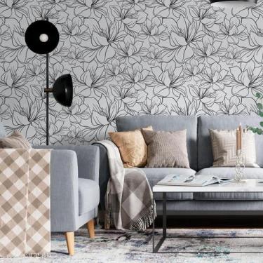 Imagem de Papel De Parede Adesivo Floral Nanquim N06096 0,58X2,5M - Adesivo BR