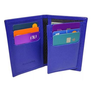 Imagem de Carteira Masculina Em Couro Porta Cartão - Cosenza, Azul