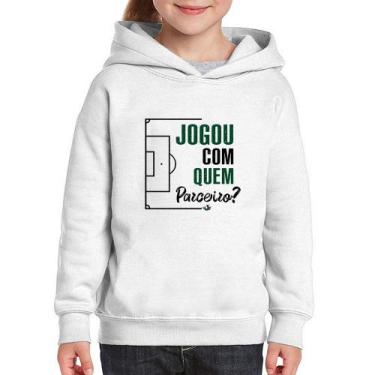 Imagem de Moletom Infantil Jogou com quem parceiro - Foca na Moda, Branco, 14