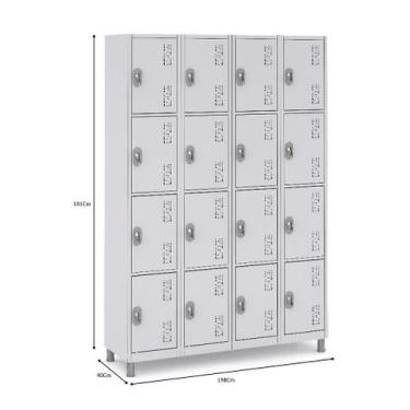 Imagem de Armario Multiuso de Aço 16 Portas  Guarda Volumes - W3, CINZA