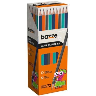Imagem de Lápis Preto Sextavado Bazze HB com Mina Resistente - Pote com 72 - Sum