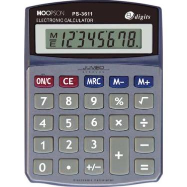 Imagem de Calculadora de Mesa 8 Dígitos a Bateria Cinza - Hoopson