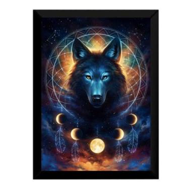 Imagem de Quadro Arte Decoração Filtro Dos Sonhos Lobo Noturno 42x29cm - Fanarte