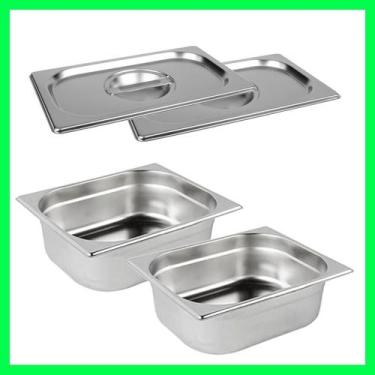 Imagem de Kit de 2 Cubas Gastronômicas Com Tampa Buffet Inox 1/4 100mm - Zepper
