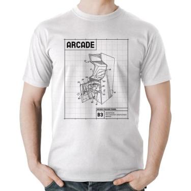 Imagem de Camiseta Algodão Arcade Fliperama Projeto - Foca na Moda, Branco, M