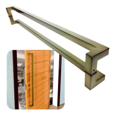 Imagem de Puxador Portas Duplo Aço Inox Antique Ouro Velho Athenas 2 m para portas: pivotantes/madeira/vidro temperado/porta alumínio e portões