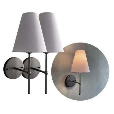 Imagem de Kit 2 Arandelas De Parede Classica E27 Bivolt Cupula Bege, Branco e Pr