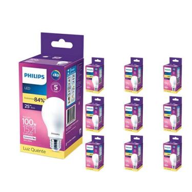 Imagem de Kit 40 Lâmpada Led Bulbo 13w = 90w 1311lm Bivolt Philips 3000k amarela