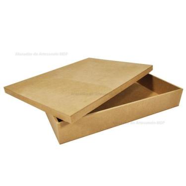 Imagem de Caixa Retangular Tampa Sapato 30x20x5 Mdf Madeira - Atacadão do Artesa