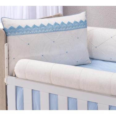 Imagem de Kit enxoval para berço ( monreale) tecido de linho com grippier azul m