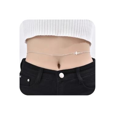 Imagem de YienDoo Corrente sexy de cintura cruzada minimalista corrente de barriga corrente de cinto de biquíni corrente de estômago moda prata joias corrente presentes para mulheres e meninas
