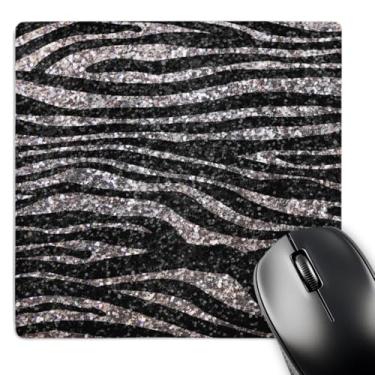 Imagem de 3dRose Mouse pad LLC 20,3 x 20,3 x 0,63 cm, estampa de zebra prateada e preta foto brilhante não glitter real Diva feminina brilhante (mp_113176_1)