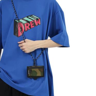 Imagem de Porta-cartão de identificação cordão de viagem pescoço fino dobrável carteira bancária ônibus cartão protetor de photocard, camuflagem verde