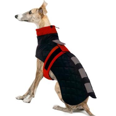 Imagem de IECOii Greyhound Casacos para cães grandes à prova d'água de inverno, jaqueta de cachorro Whippets com forro de lã quente, colete galgo de gola rolê, casaco de inverno para cães Salukis, galgos