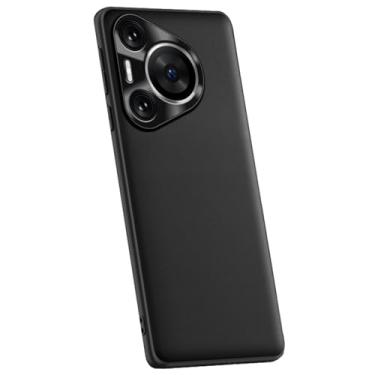 Imagem de HAO RIYLN Capa ultrafina para Huawei Pura 70 Ultra/70 Pro+/70 pro/70, capa de telefone de couro de luxo com proteção de câmera à prova de choque, preta, 70 Pro